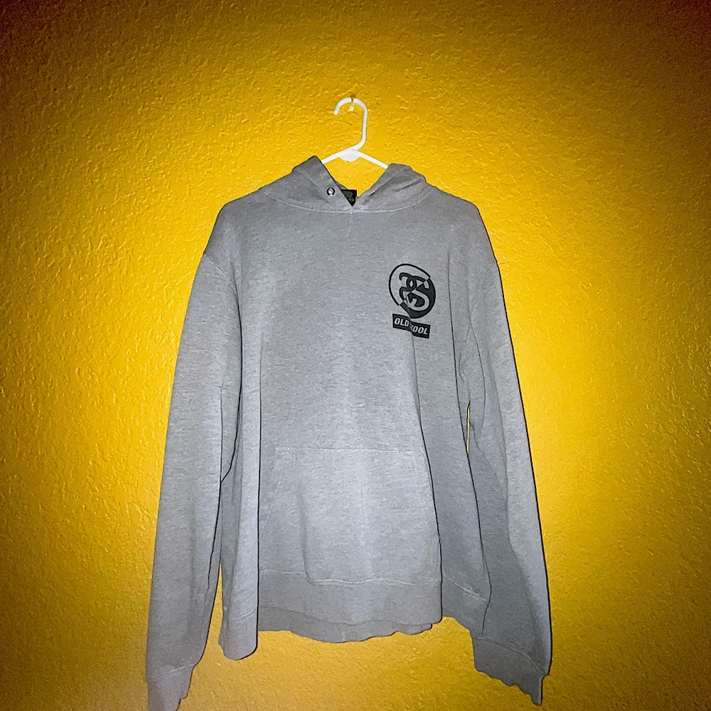 GRAY OLD SKOOL STUSSY HOODIE (XXL)
